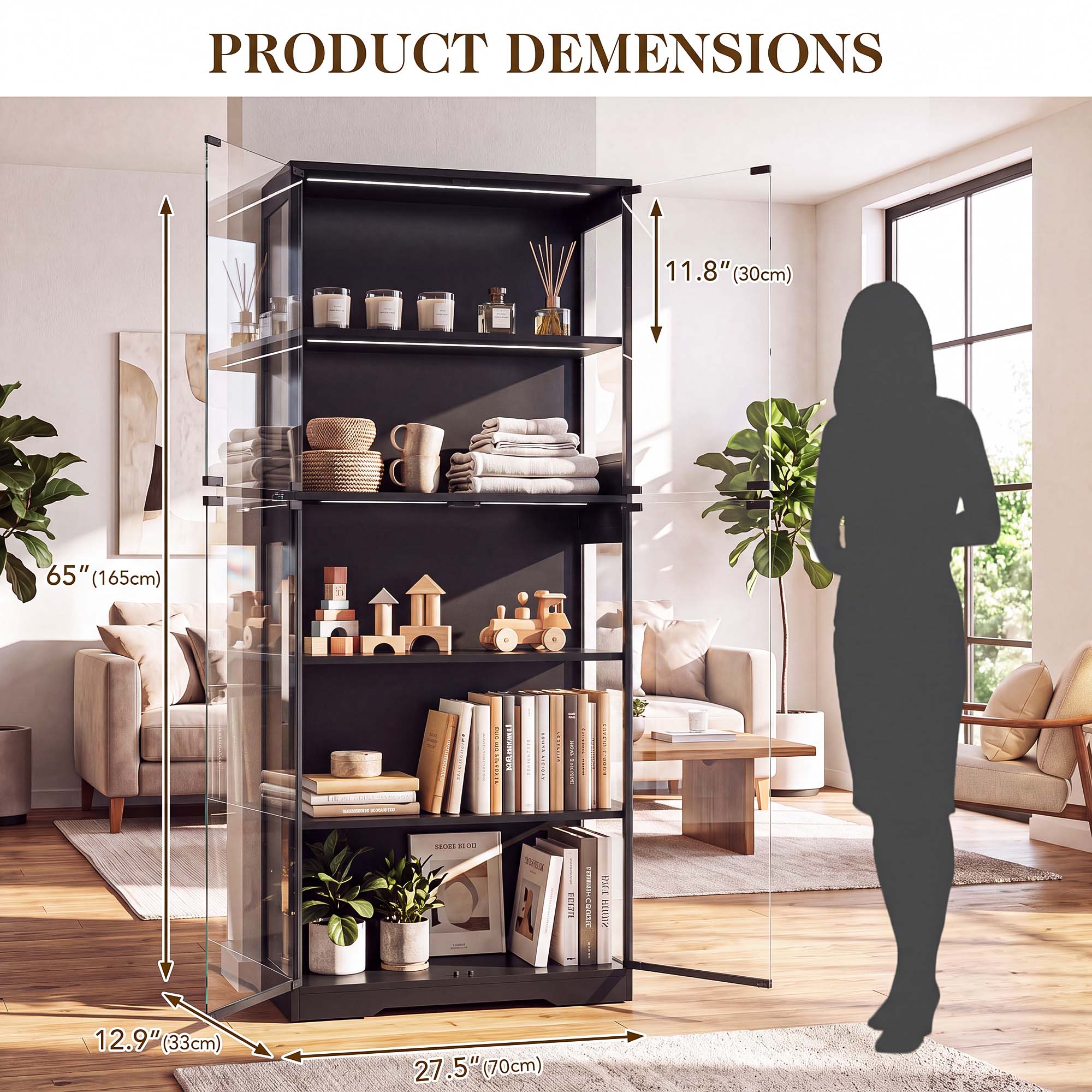 TCGBKAF 5‑Tier Display Cabinet - Collectible & Vintage Dolls For Christmas recension och pris