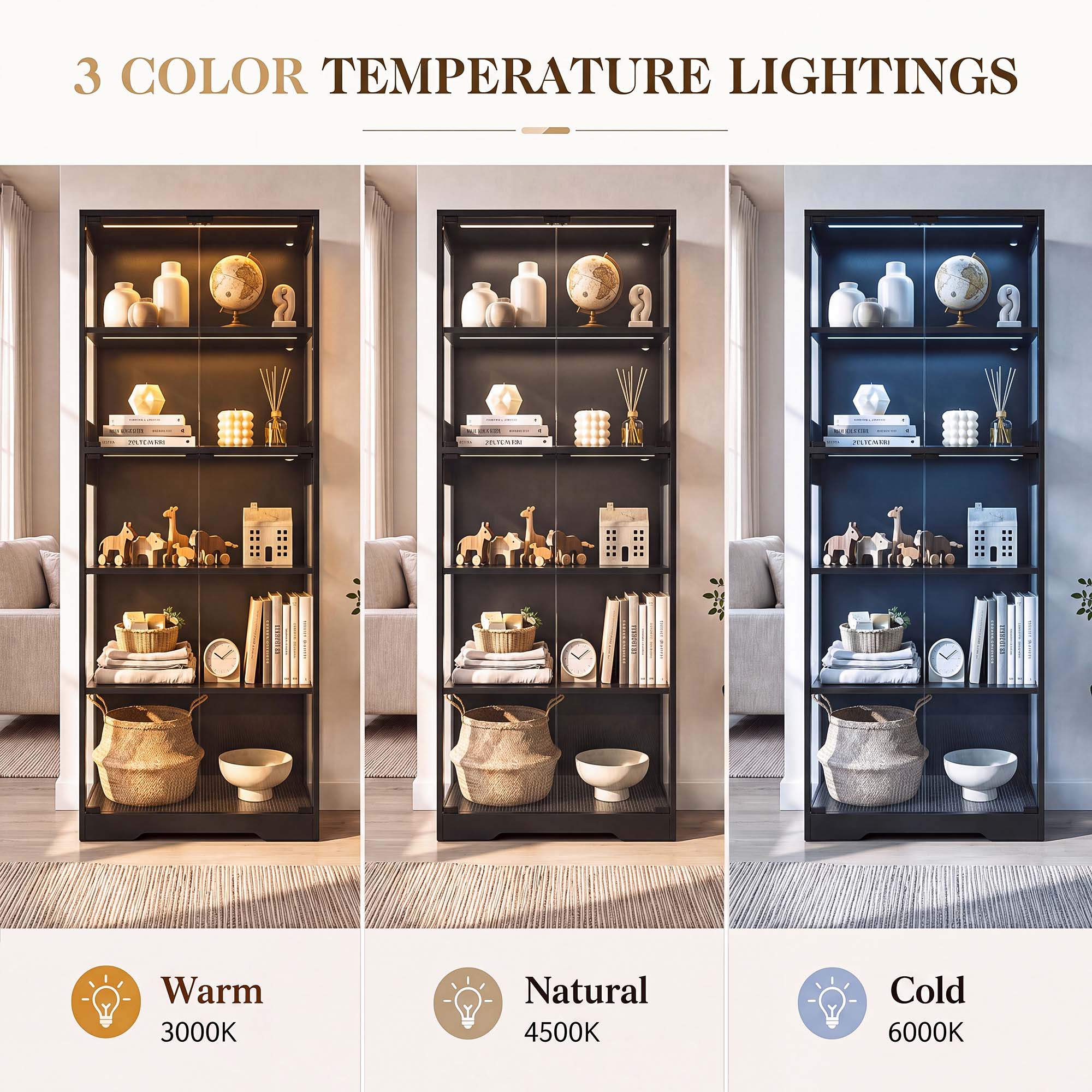 TCGBKAF 5‑Tier Display Cabinet - Collectible & Vintage Dolls For Christmas recension och pris