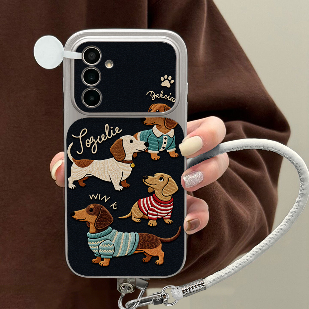 Cartoon Dachshund Phone Case F - Camera Leather Case recension och pris