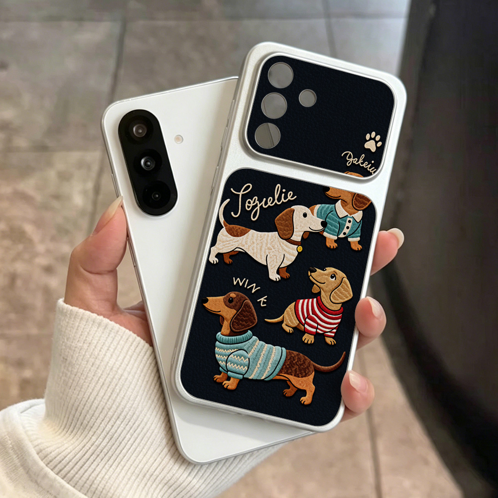 Cartoon Dachshund Phone Case F - Camera Leather Case recension och pris