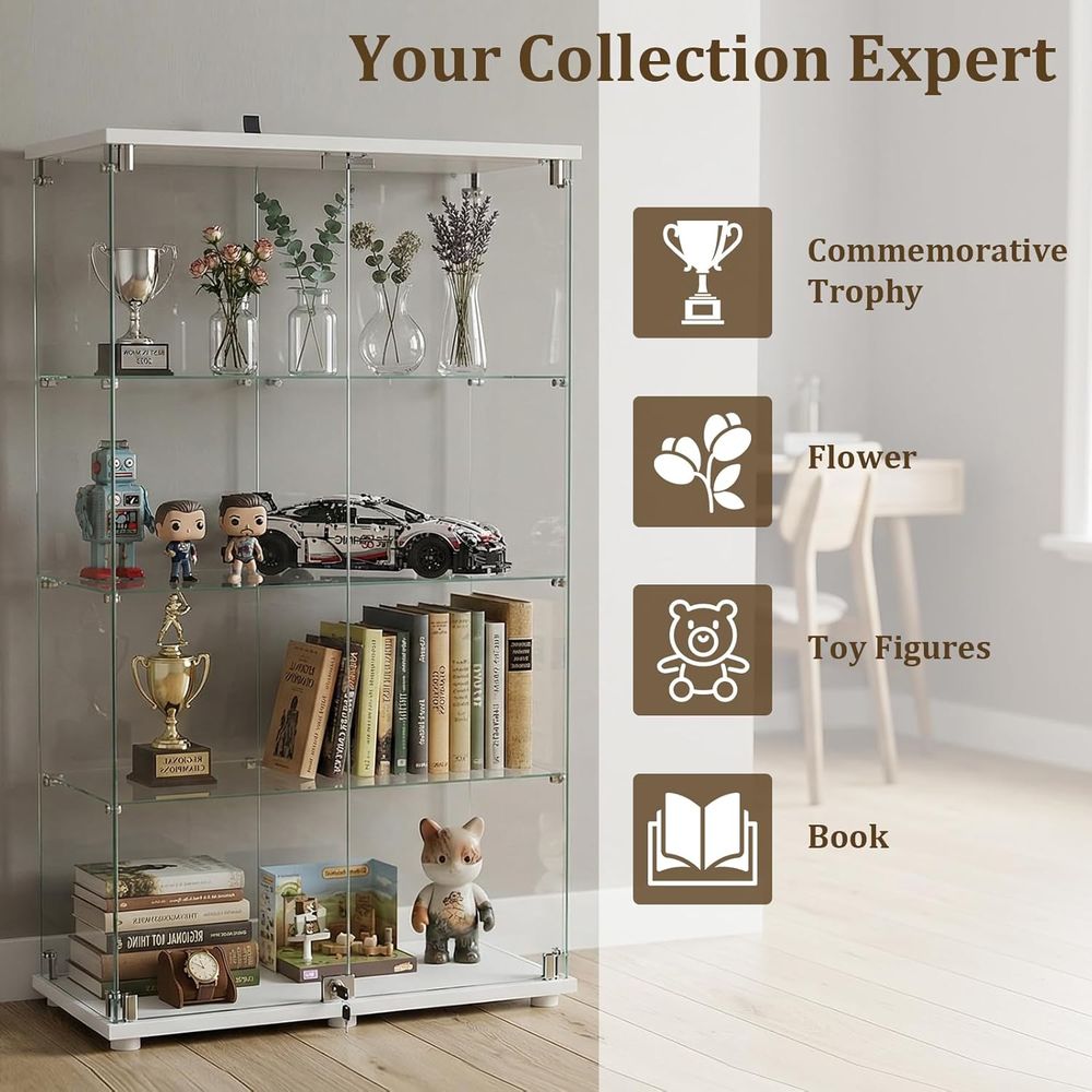 Tempered Glass Display Cabinet - Collectible & Vintage Dolls For Halloween recension och pris