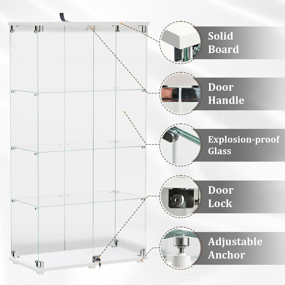 Tempered Glass Display Cabinet - Collectible & Vintage Dolls For Halloween recension och pris