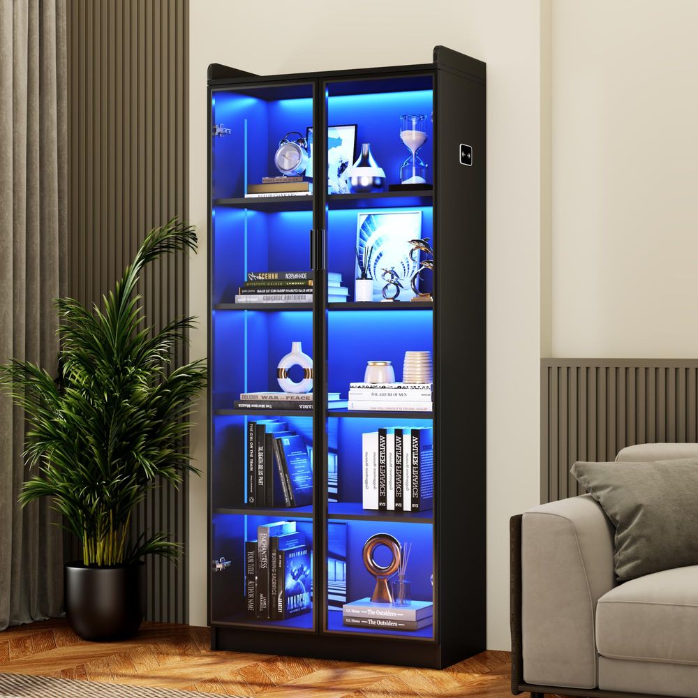Display Cabinet with Adjustabl - Collectible & Vintage Dolls For Halloween recension och pris