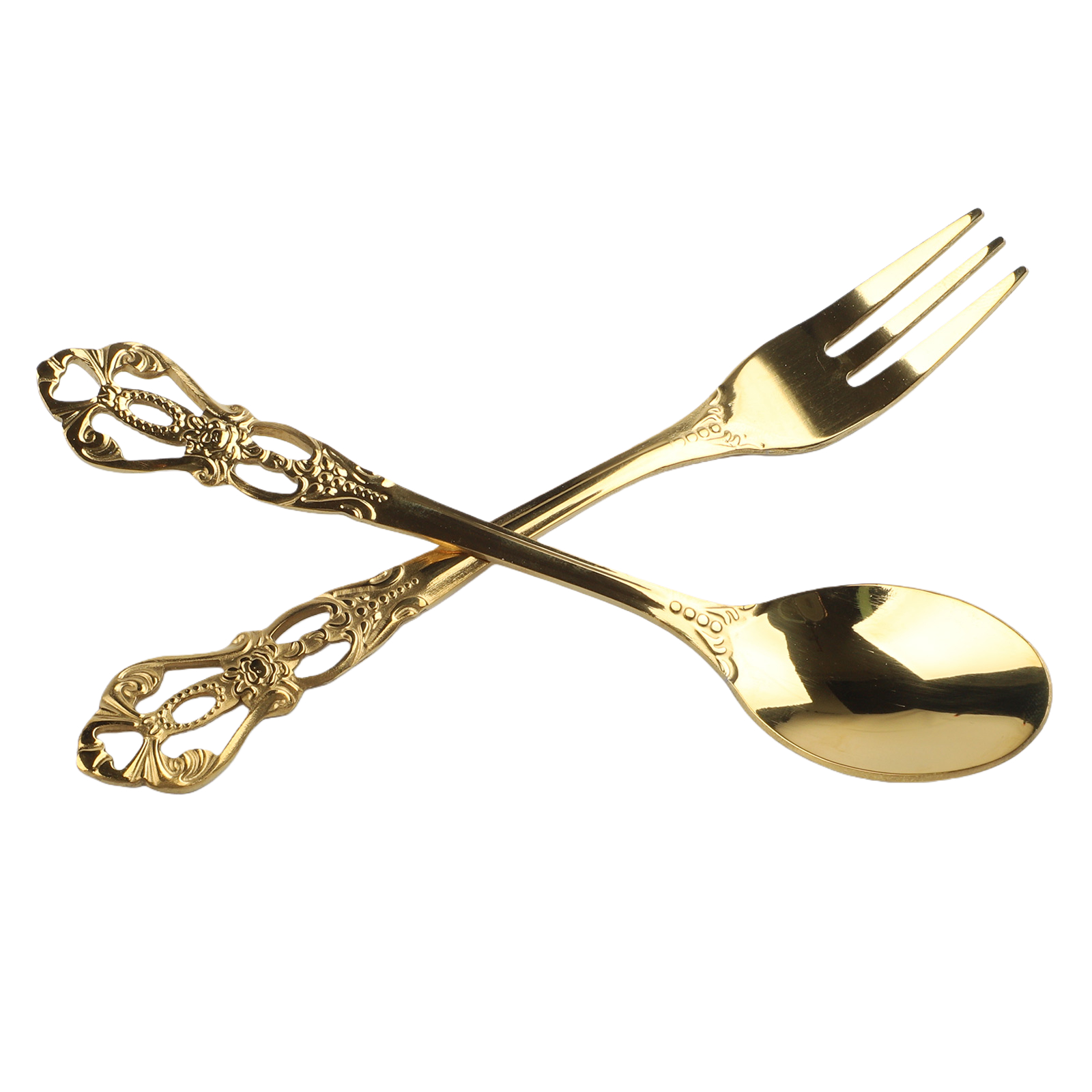 1 Pair Vintage Gold Spoon Fork - Vintage Collectible Spoons recension och pris
